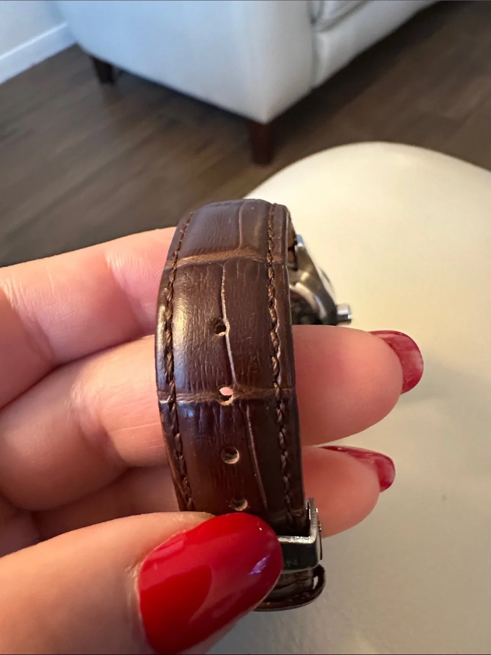 Romanson Silver Dial Watch with Brown Leather Strap